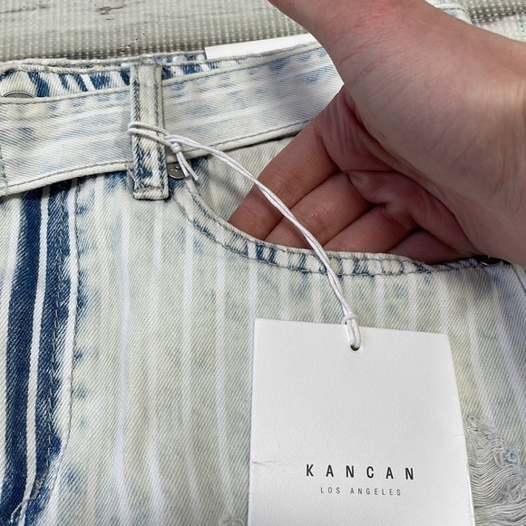 KanCan NWT Jean Skirt Estilo Striped Mini Skirt Denim Blue White Size Small S - Picture 5 of 13